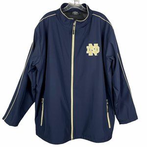 Notre Dame Jacket Soft Shell Logo Full Zip Pockets Navy Blue NWOT